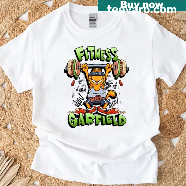 Vintage Garfield graphic T-shirt promoting fitness