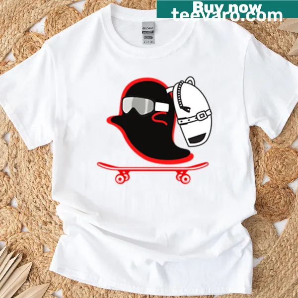Ghost Halloween T-shirt featuring a skateboarder ghost graphic