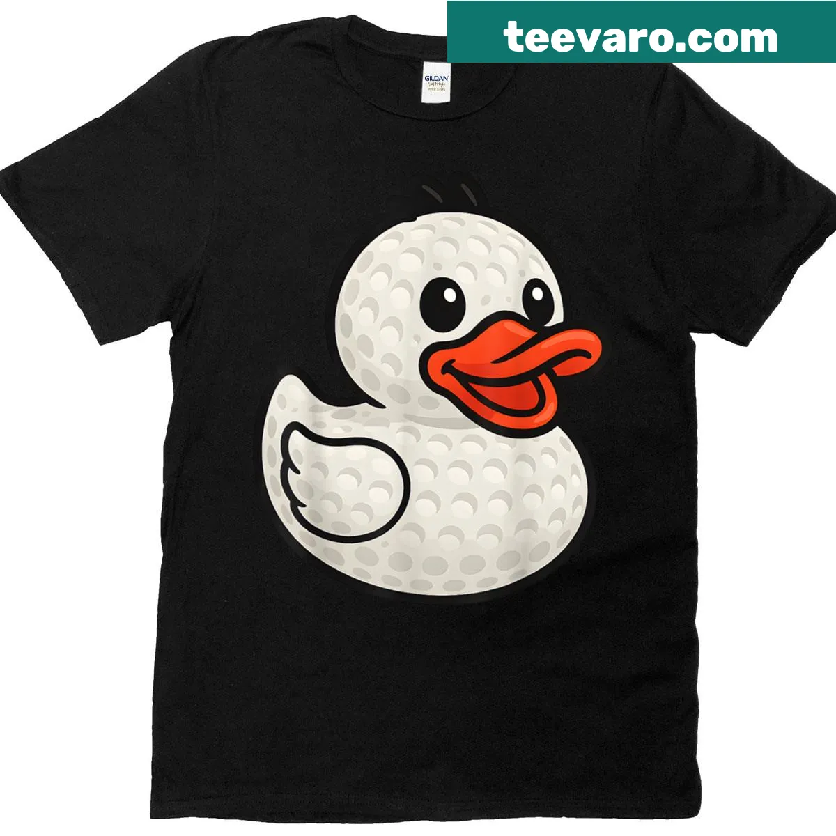 Cute graphic tee featuring a golfing rubber ducky illustration — on a men's t-shirt