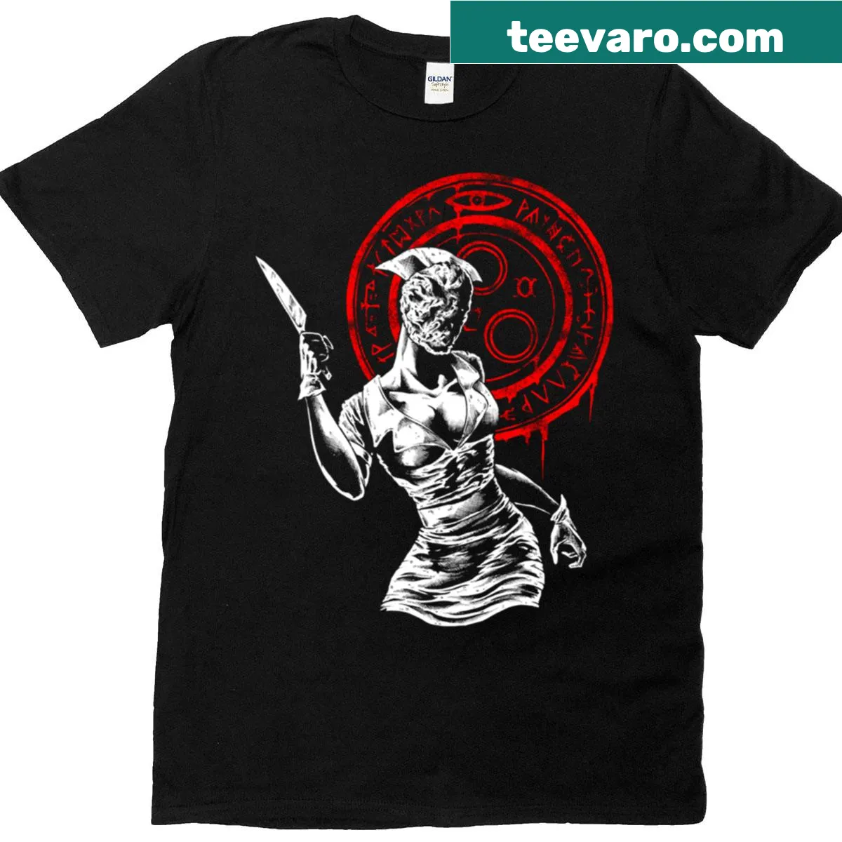 Humorous nurse t-shirt with a playful hell-o design — on a men's t-shirt