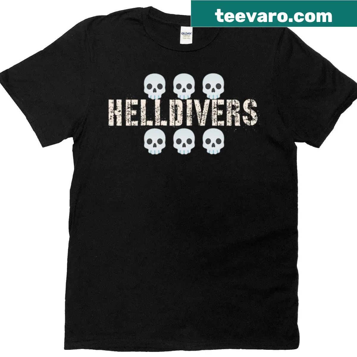 Graphic t-shirt featuring iconic Helldivers design — on a men's t-shirt