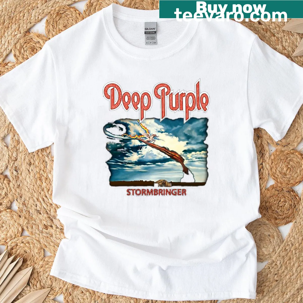 Whimsical sky-themed T-shirt with playful illustration — on a men's t-shirt