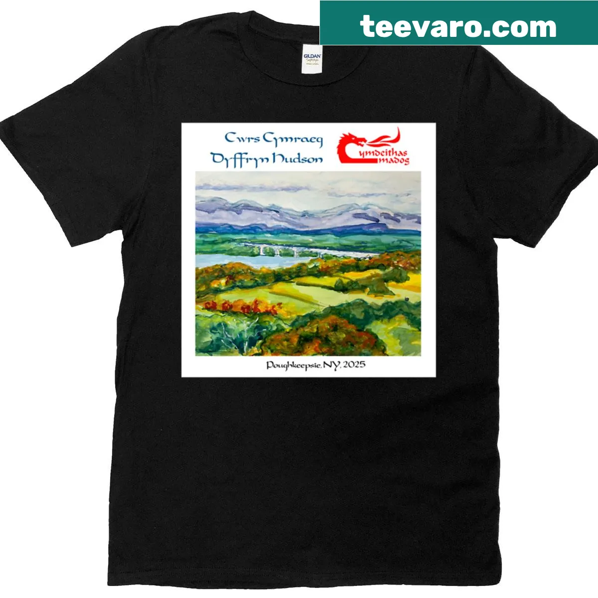 Hudson Valley Welsh Course themed T-shirt for language enthusiasts. — on a men's t-shirt