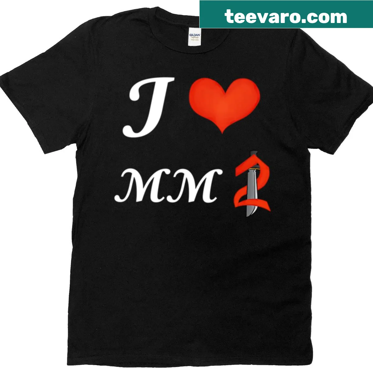 Typography stating 'I Love Mm2' on T-shirt — on a men's t-shirt