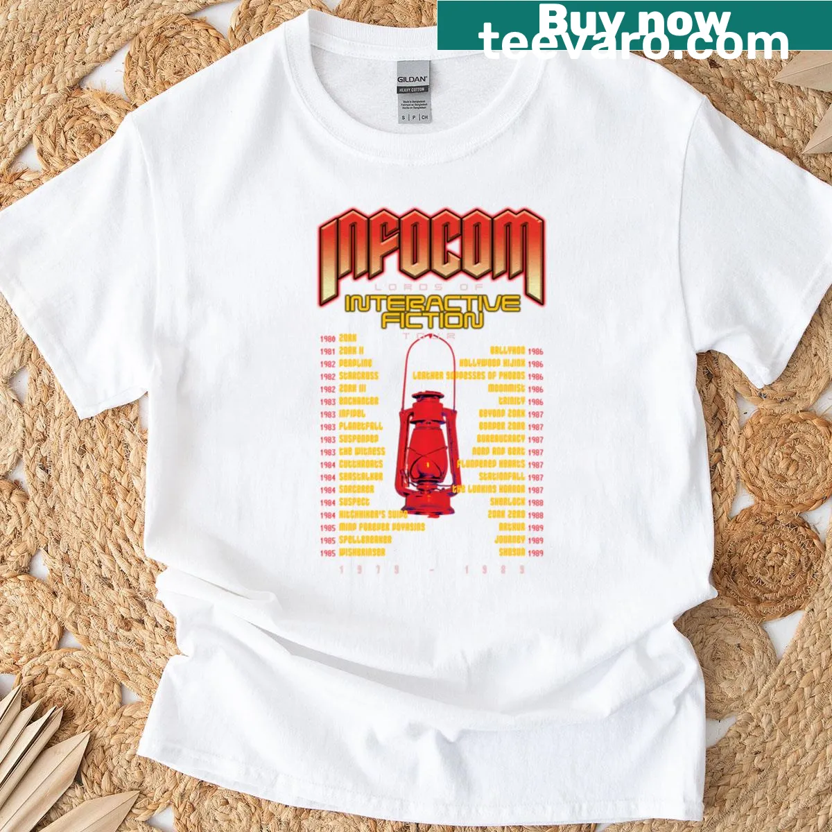 Vintage graphic T-shirt celebrating Infocom interactive fiction — on a men's t-shirt