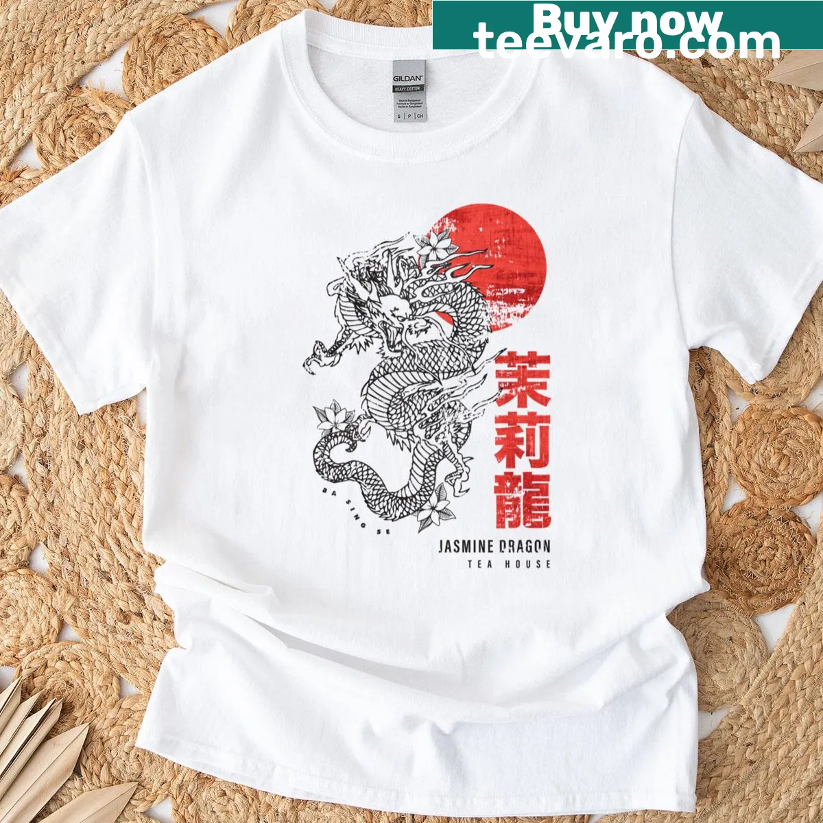 Vintage-inspired T-shirt featuring a tea house design for tea lovers — on a men's t-shirt