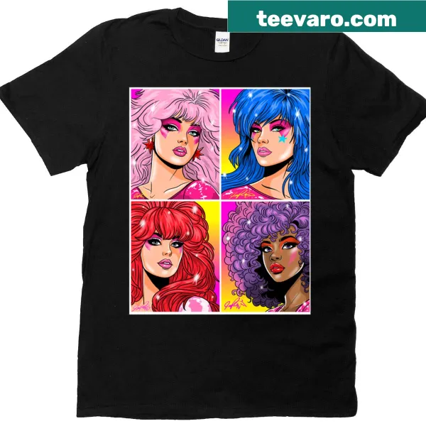 T-shirt featuring Jem and the Holograms with stars and music notes