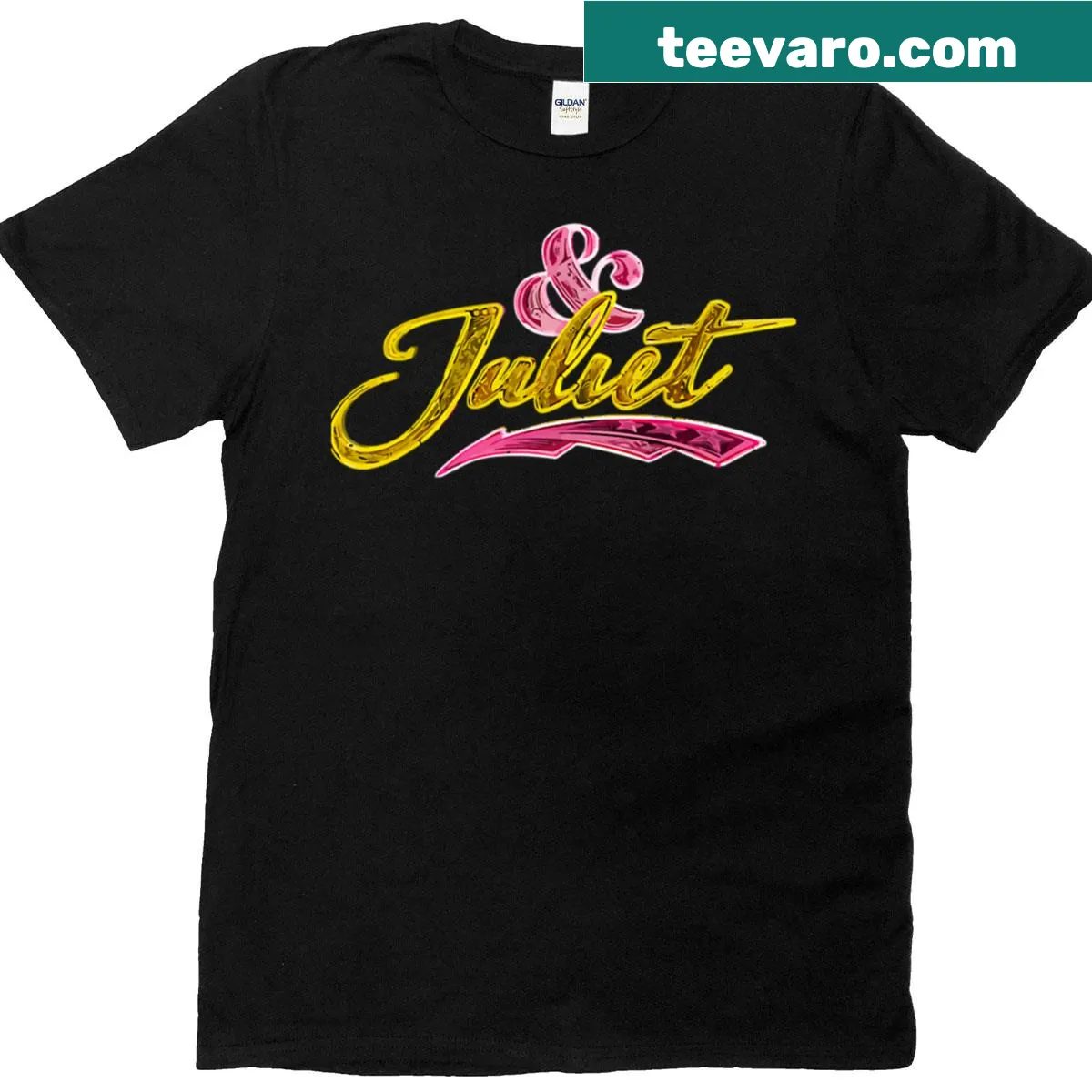 Minimalist silhouette design T-shirt featuring Juliet logo — on a men's t-shirt