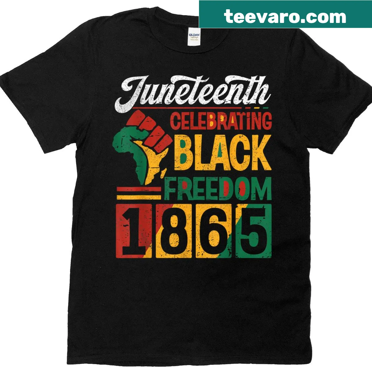 Illustration T-shirt celebrating Juneteenth and Black freedom — on a men's t-shirt