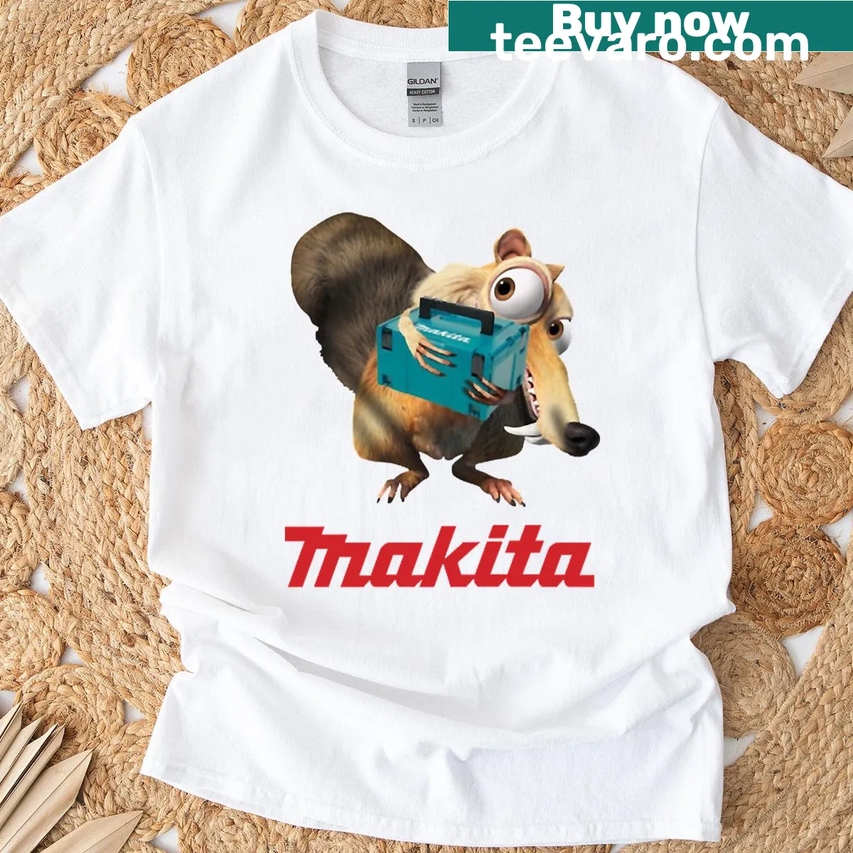 Classic Makita logo t-shirt design — on a men's t-shirt