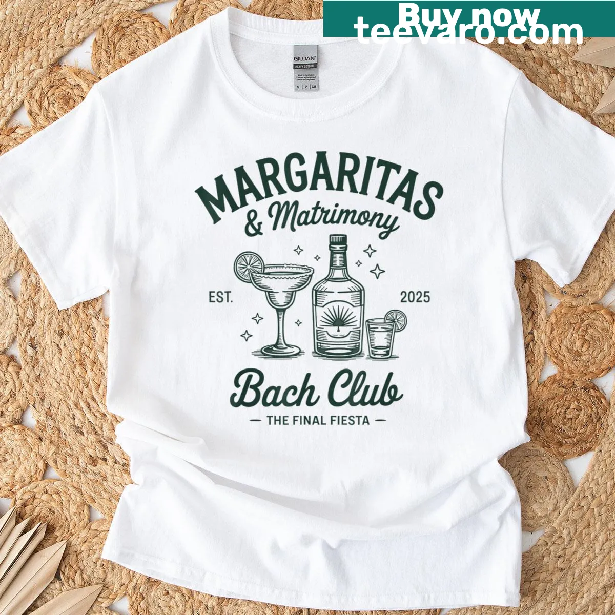 Humorous bachelorette party t-shirt with margarita theme — on a men's t-shirt