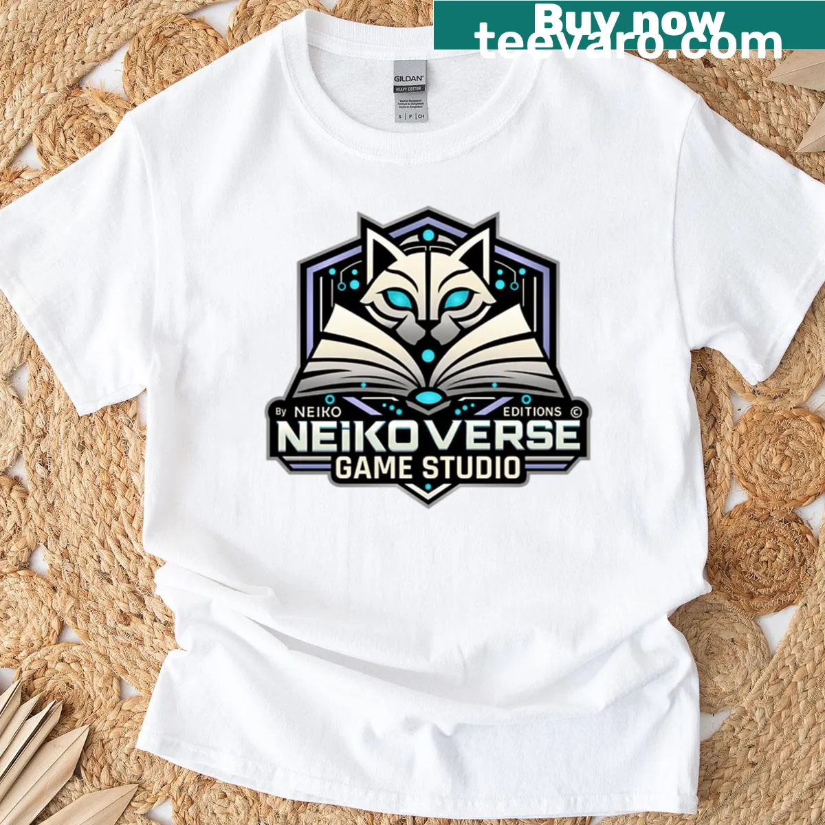 Oversized gaming t-shirt featuring Neiko Verse Studio graphic — on a men's t-shirt