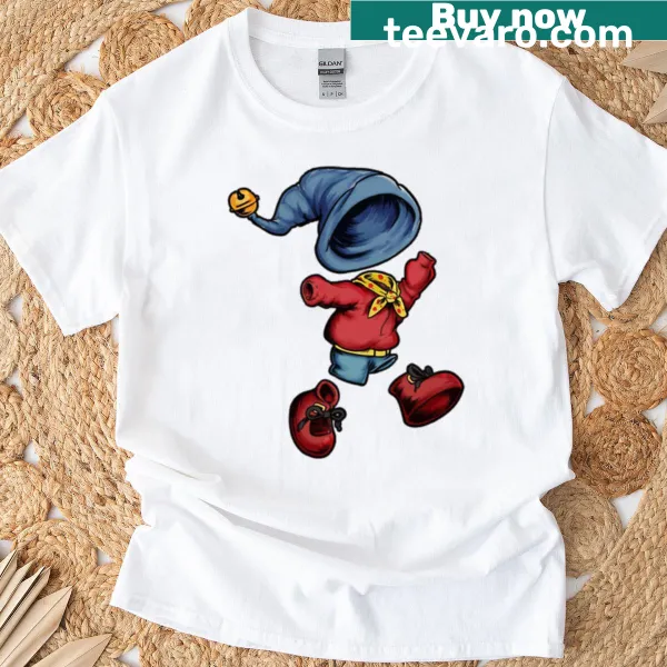 Playful Noddy character illustration on a t-shirt