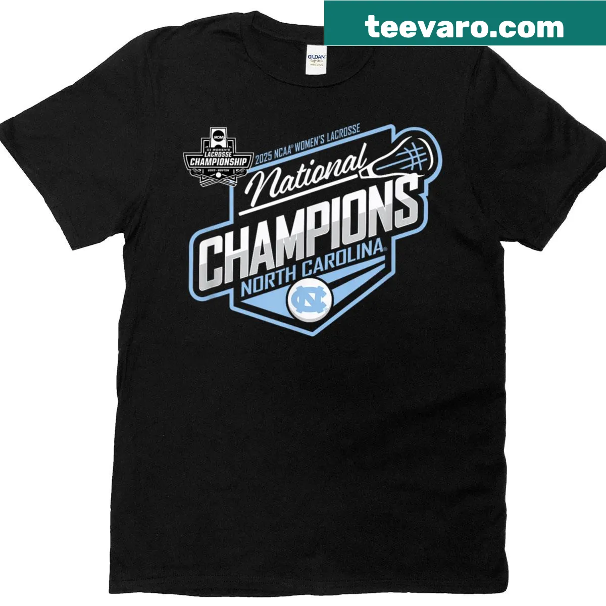 North Carolina Tar Heels Lacrosse National Champs 25 T-shirt — on a men's t-shirt