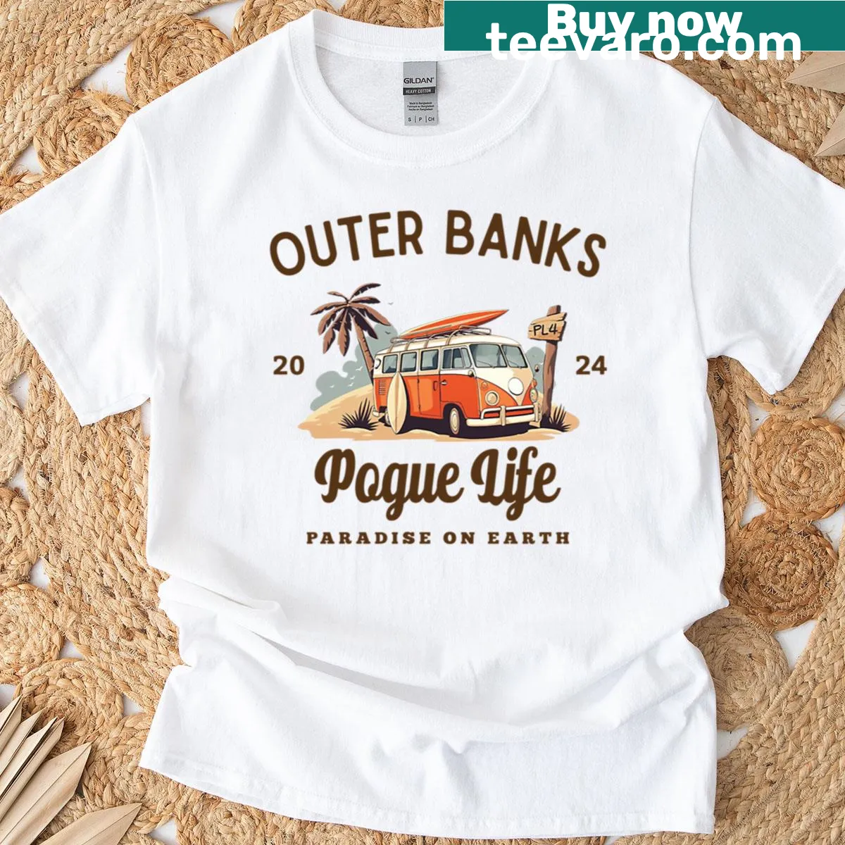 T-shirt featuring 'Pogue Life 2024' text design inspired by Outer Banks — on a men's t-shirt