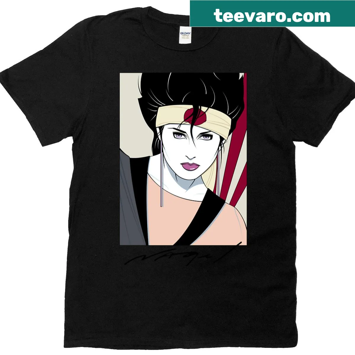 Patrick Nagel - Sushi Girl T-shirt with iconic illustration — on a men's t-shirt