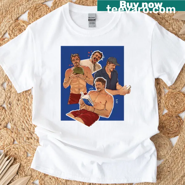 Collage of Pedro Pascal's characters illustrated on a t-shirt