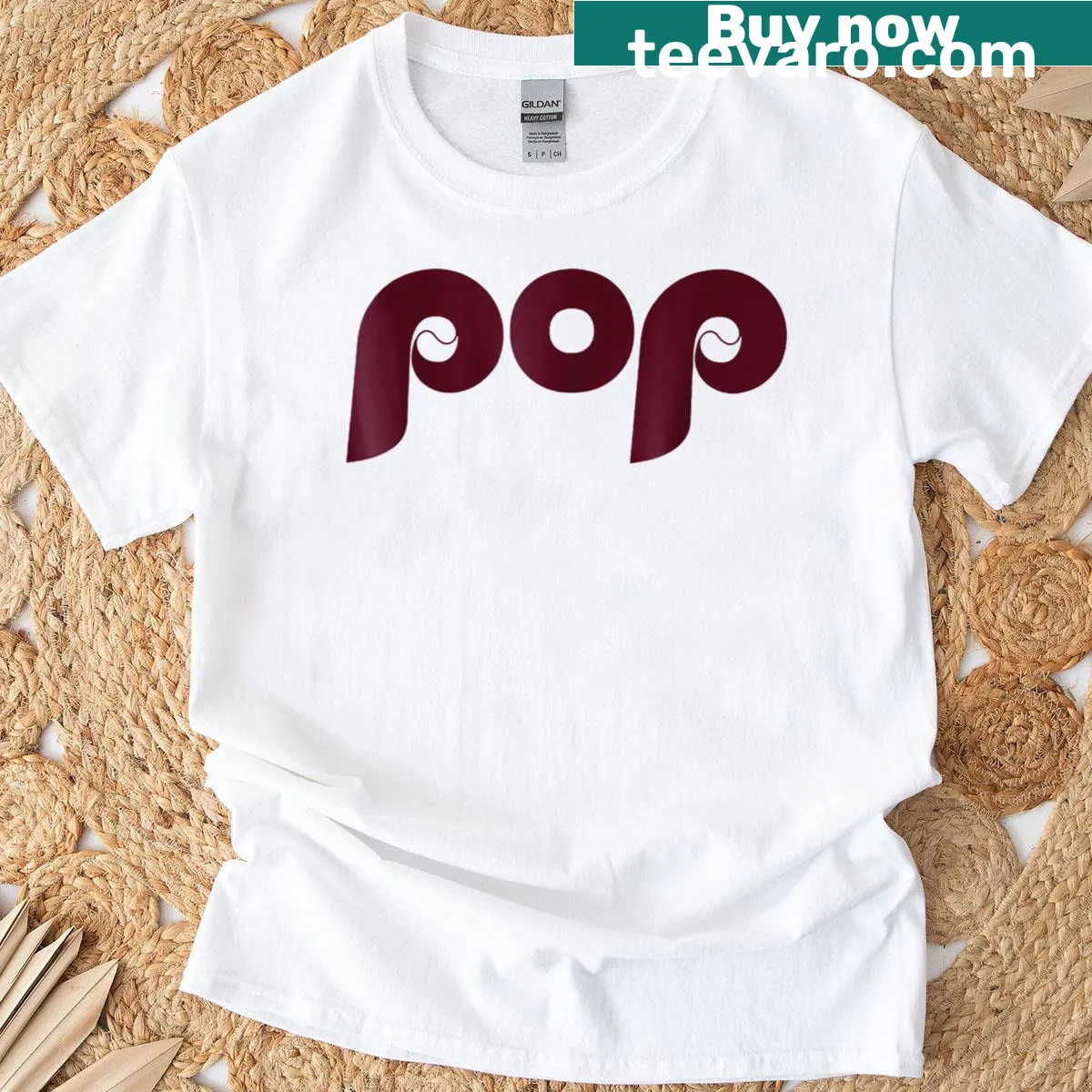 Cartoonish design of 'Pop Poppop' on a grandpa t-shirt — on a men's t-shirt