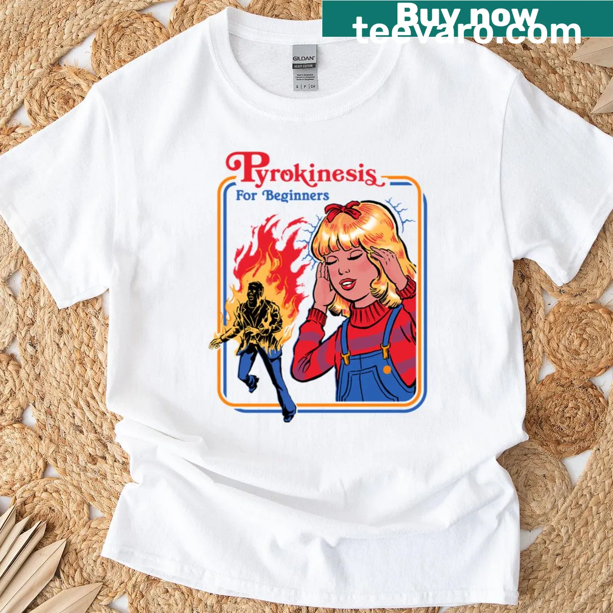 Funny T-shirt featuring Pyrokinesis For Beginners graphic — on a men's t-shirt
