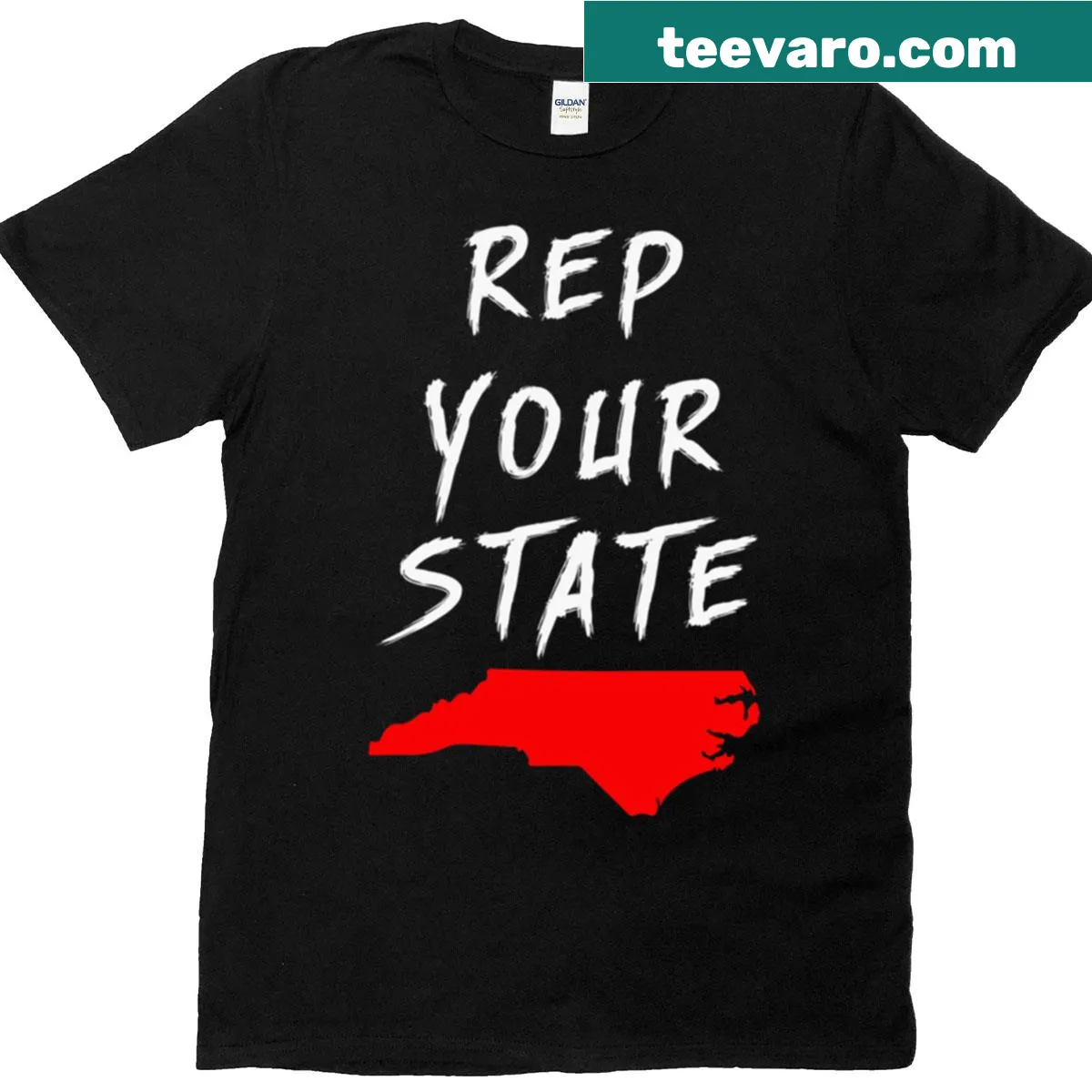 North Carolina state pride graphic t-shirt — on a men's t-shirt