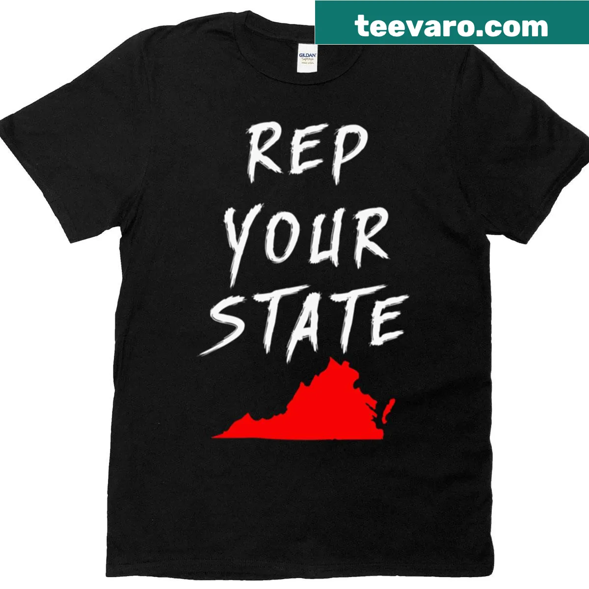 Virginia themed t-shirt with bold text design — on a men's t-shirt