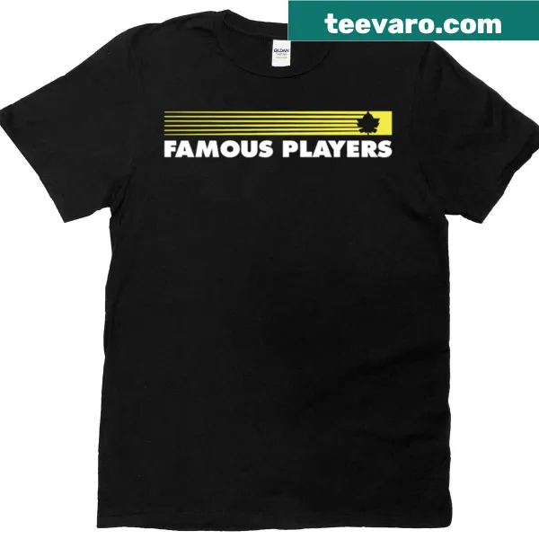 Vintage-style T-shirt featuring Famous Players Cinemas design from the 90s