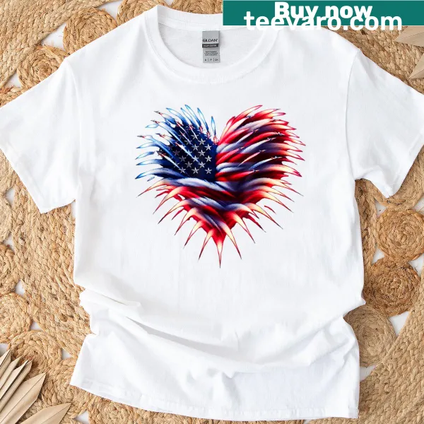 Fighter jet airplane and heart design with American flag for Fourth of July