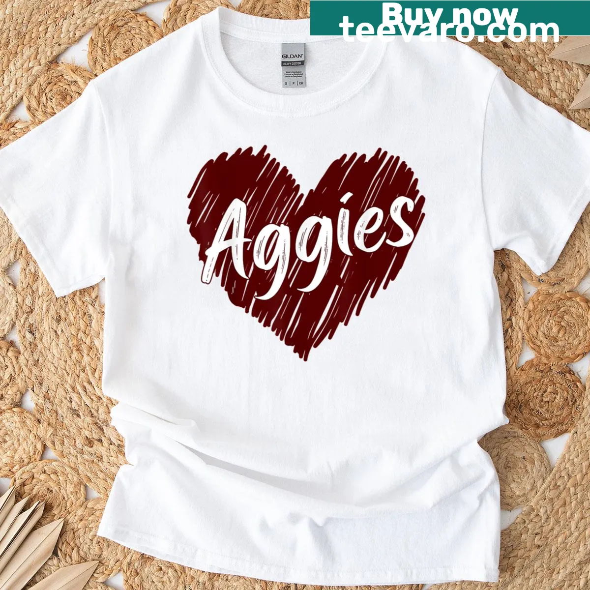 Personalized Aggies-heart graphic on a family-inclusive T-shirt — on a men's t-shirt