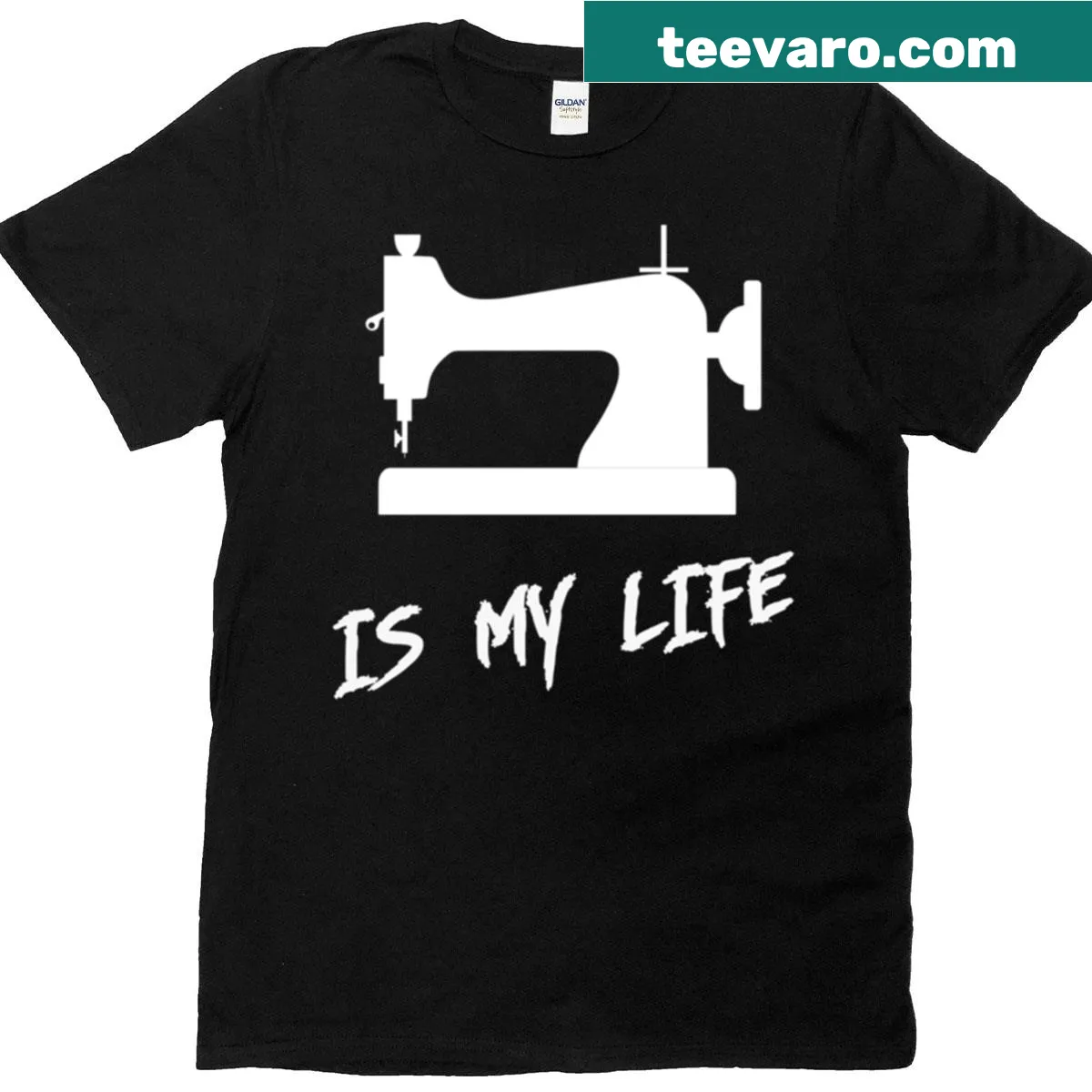 T-shirt displaying 'Sewing Is My Life' in a heartfelt design. — on a men's t-shirt