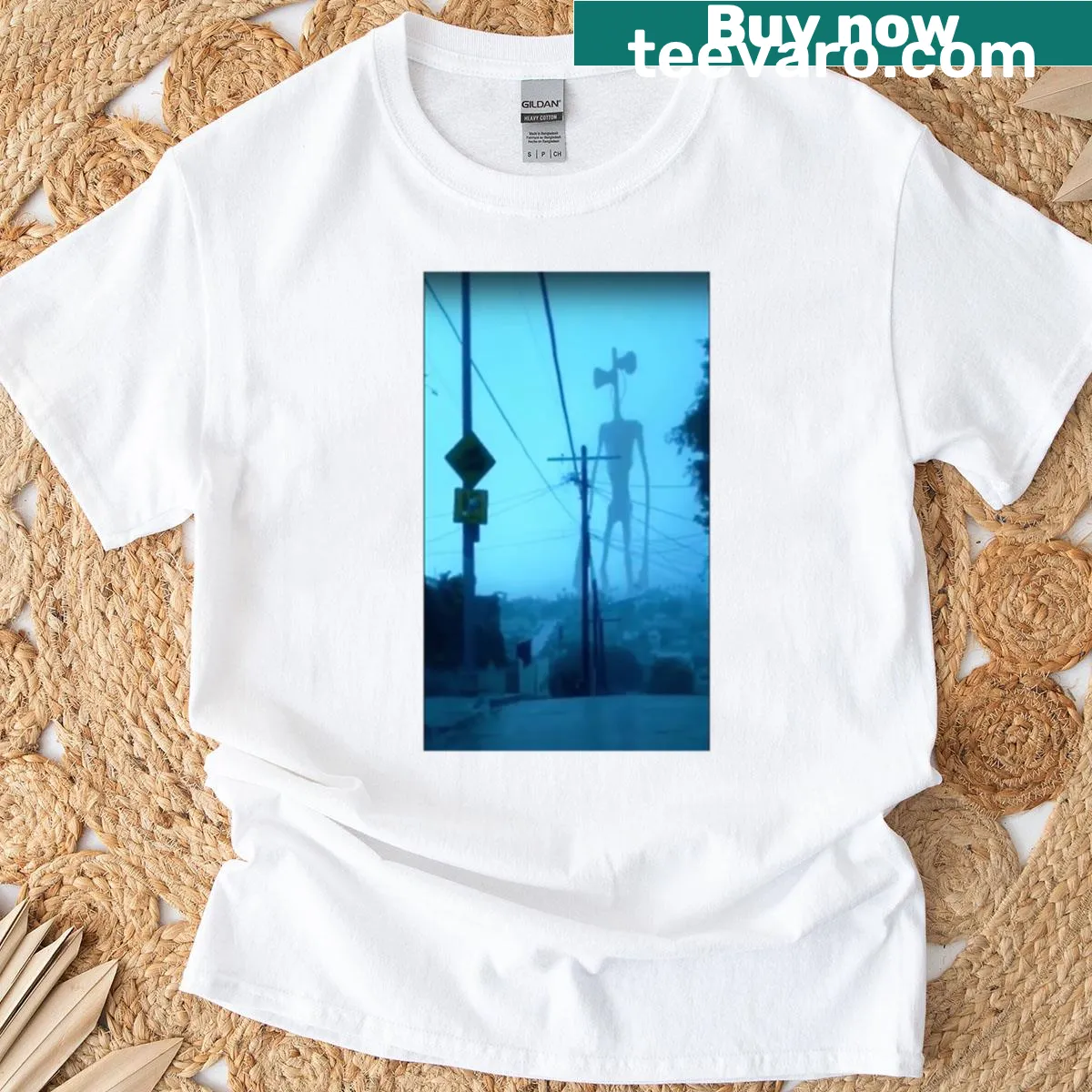 Oversized T-shirt featuring Siren Head in a playful design — on a men's t-shirt