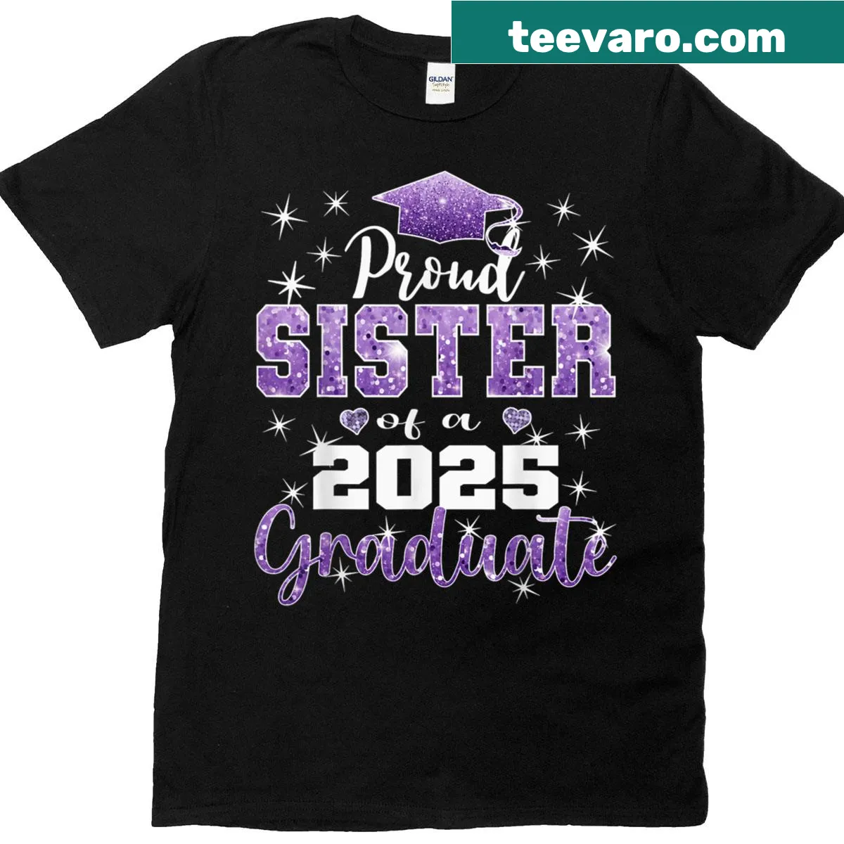 Proud sister graduation t-shirt featuring Super Proud Sister of 2025 Graduate text — on a men's t-shirt