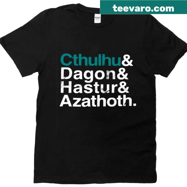 Cthulhu and Lovecraft gods illustrated on T-shirt.