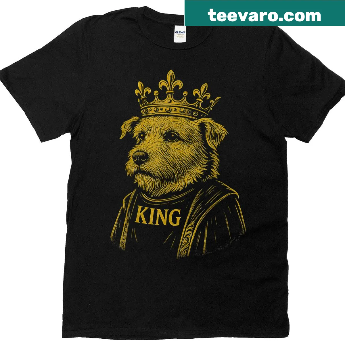 Illustrated King Charles spaniel on The Majestic Dog T-shirt. — on a men's t-shirt