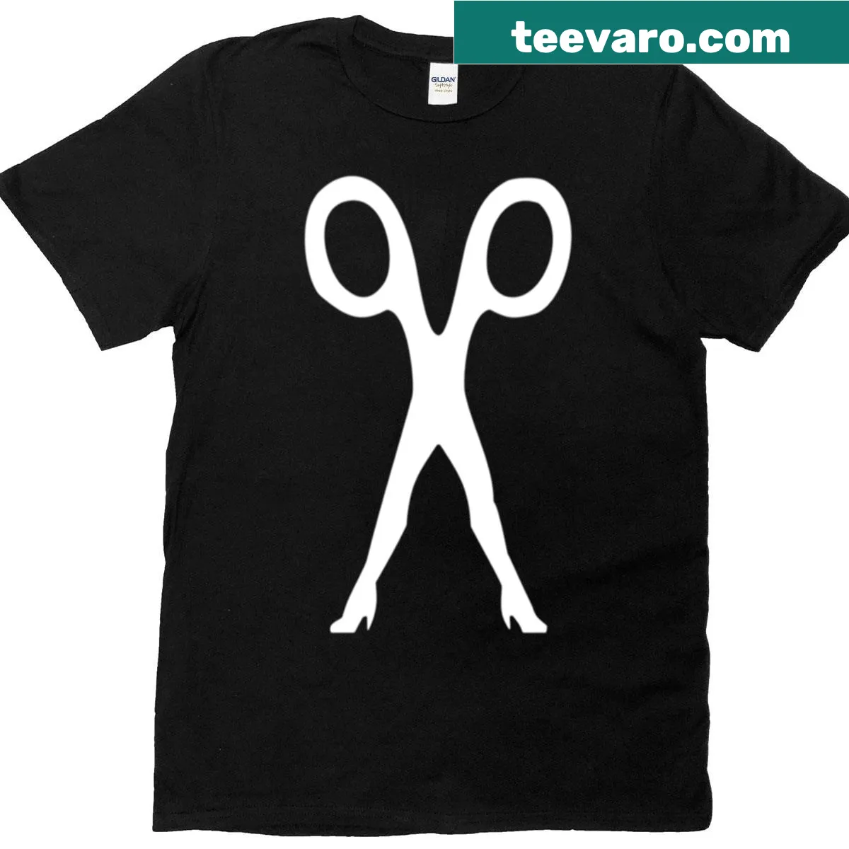 T-shirt featuring the phrase 'The Scissor Sisters Have A Logo' in bold typography — on a men's t-shirt