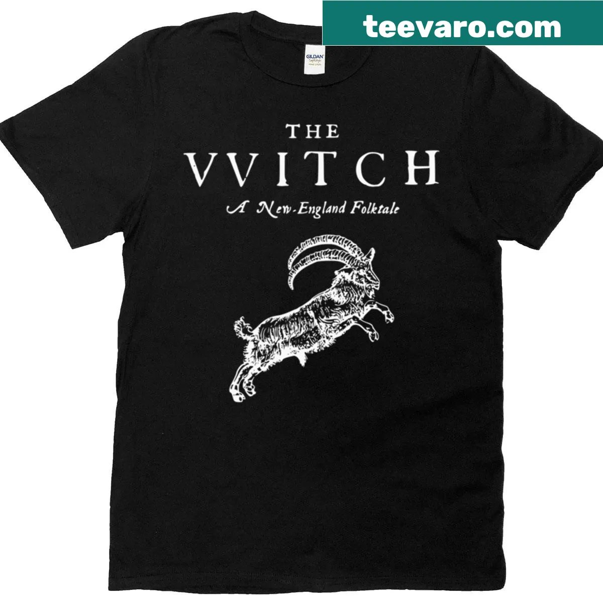 T-shirt featuring The Vvitch graphic design for horror film fans — on a men's t-shirt