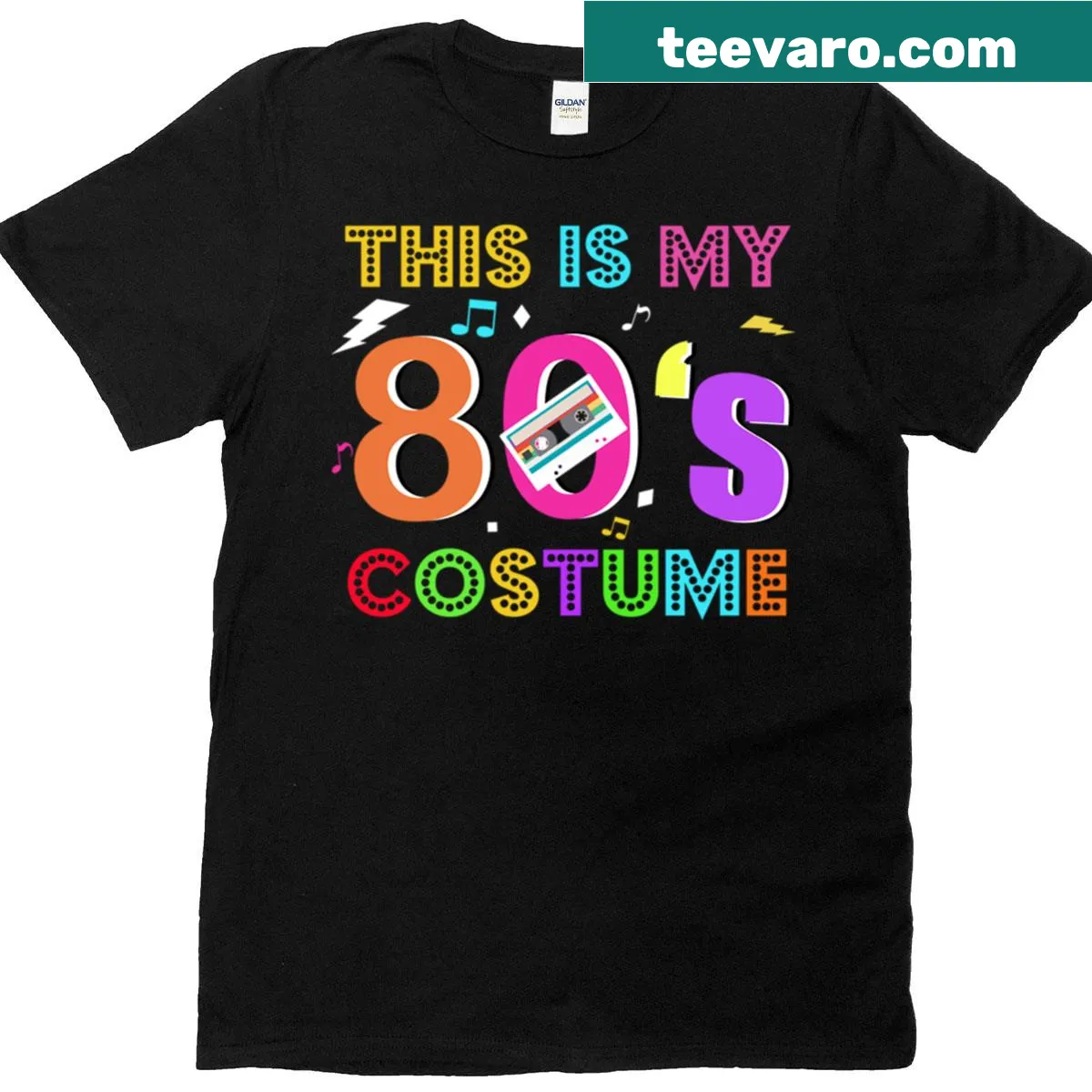 Retro 80s costume T-shirt with nostalgic graphics and playful text — on a men's t-shirt