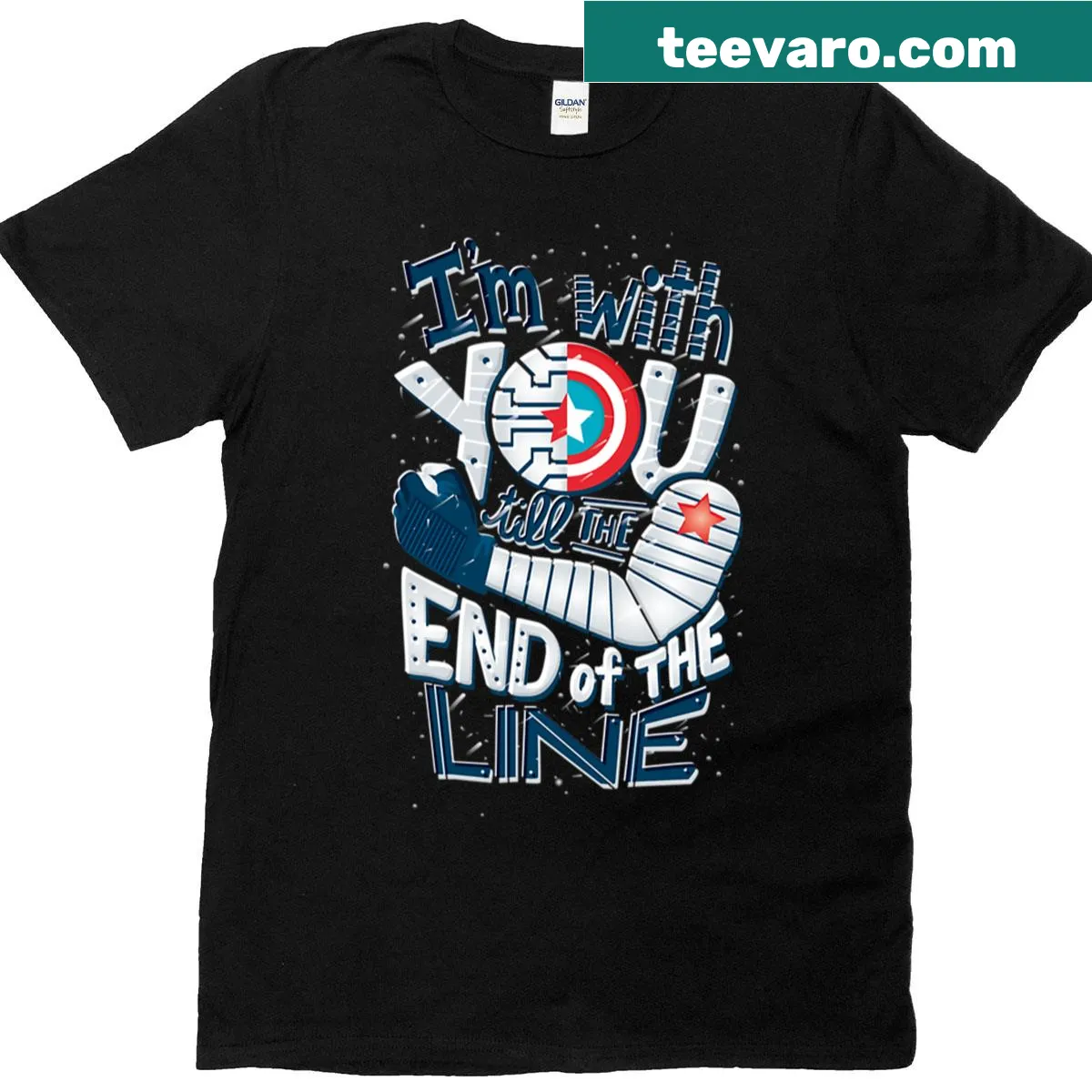 Inspirational T-shirt with 'Till The End Of The Line' printed text — on a men's t-shirt