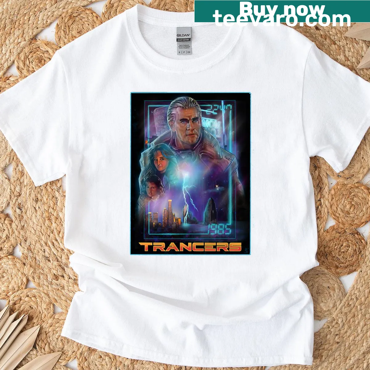 Vintage-style Trancers design on a t-shirt — on a men's t-shirt