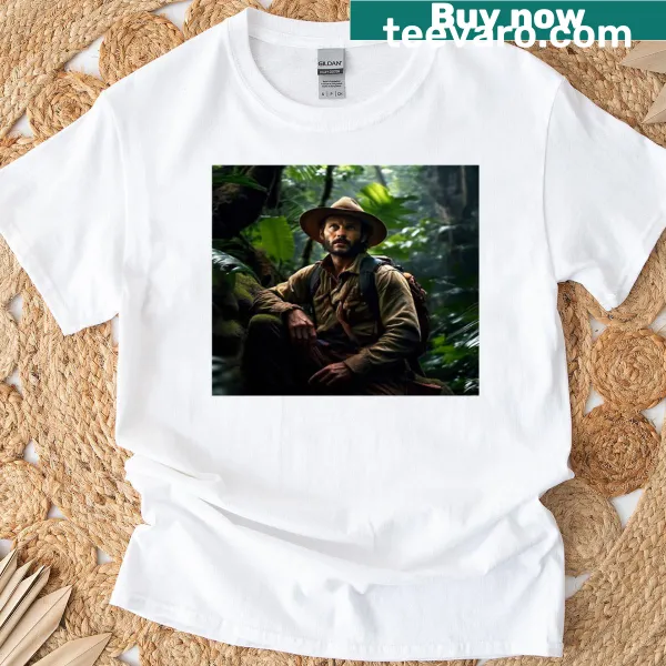 Whimsical travel-themed illustrations on a T-shirt