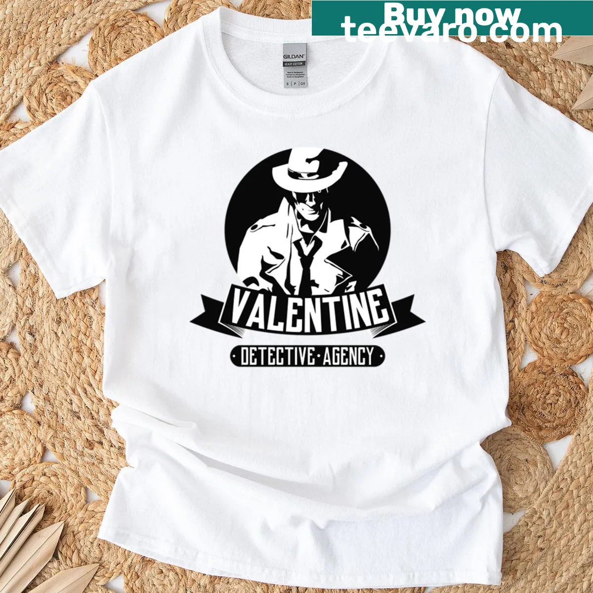 Funny typography T-shirt for Valentine Detective Agency — on a men's t-shirt