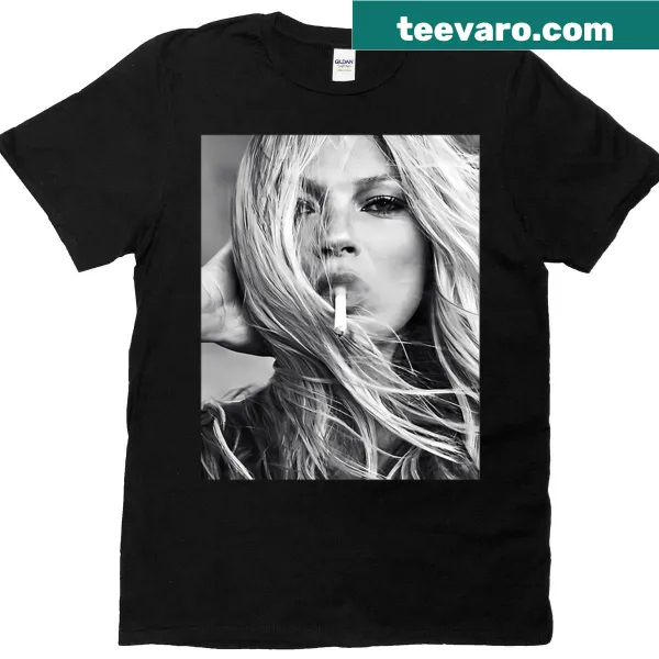 Vintage T-shirt featuring an original image of Kate Moss smoking.