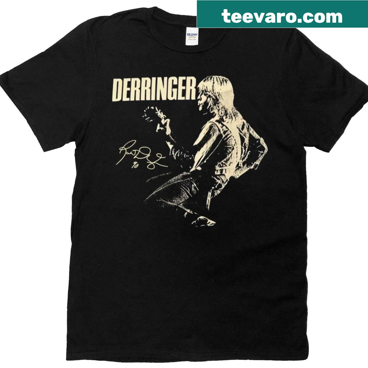 Vintage concert t-shirt featuring The Derringers Band design — on a men's t-shirt