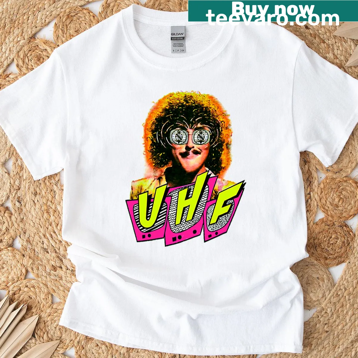 T-shirt featuring a playful tribute to Weird Al Yankovic. — on a men's t-shirt