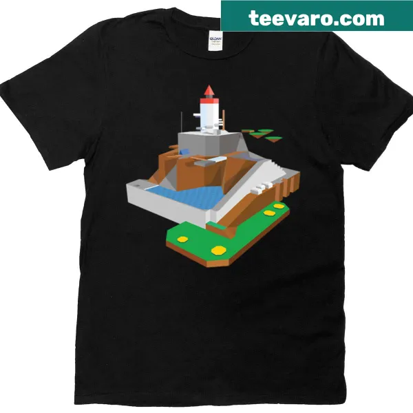 Cartoon T-shirt featuring Whomps Fortress graphic