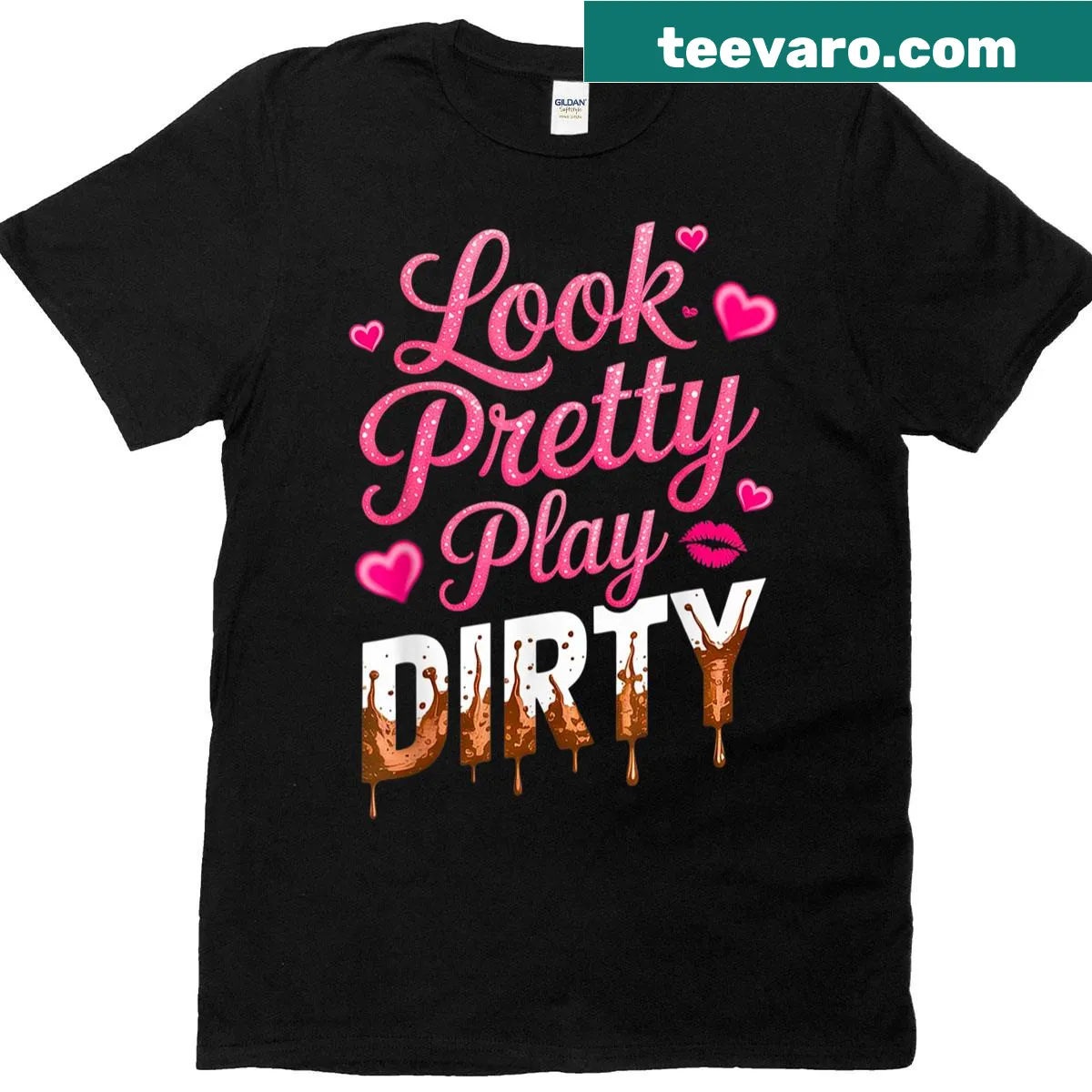 Illustrative t-shirt for women showcasing muddy fun and fitness — on a men's t-shirt