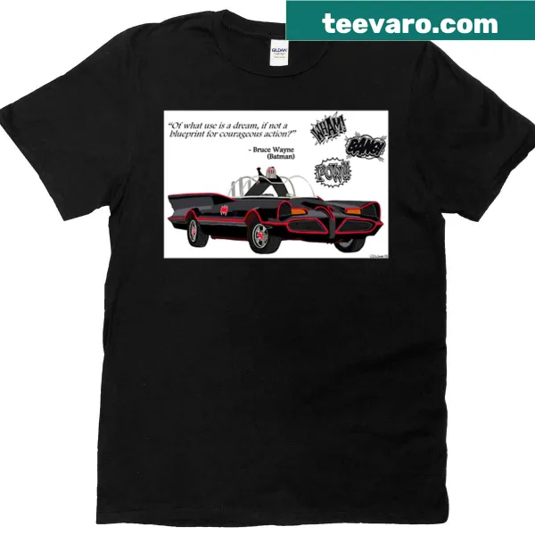 Illustrated oversized T-shirt featuring the classic 1966 Batmobile