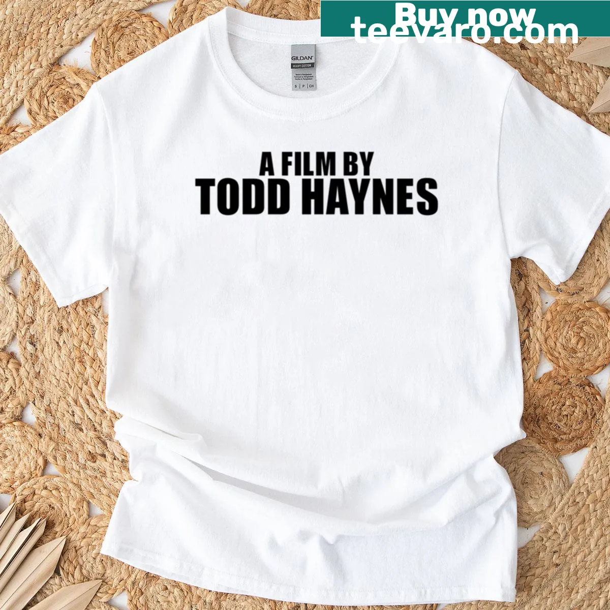 Oversized t-shirt with the phrase 'A Film By Todd Haynes' in minimalist typography — on a men's t-shirt