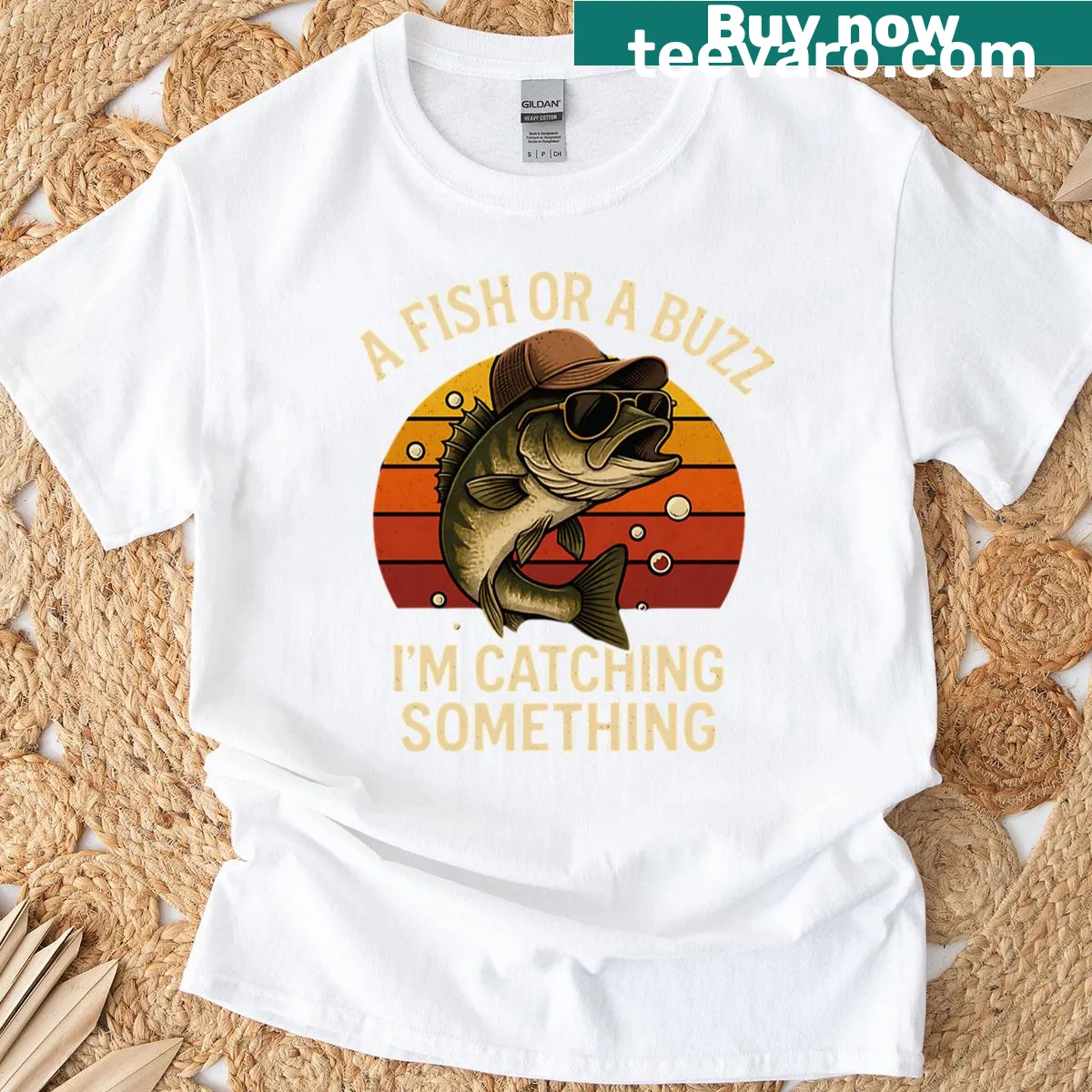 Oversized T-shirt with humorous fishing slogan for enthusiasts — on a men's t-shirt