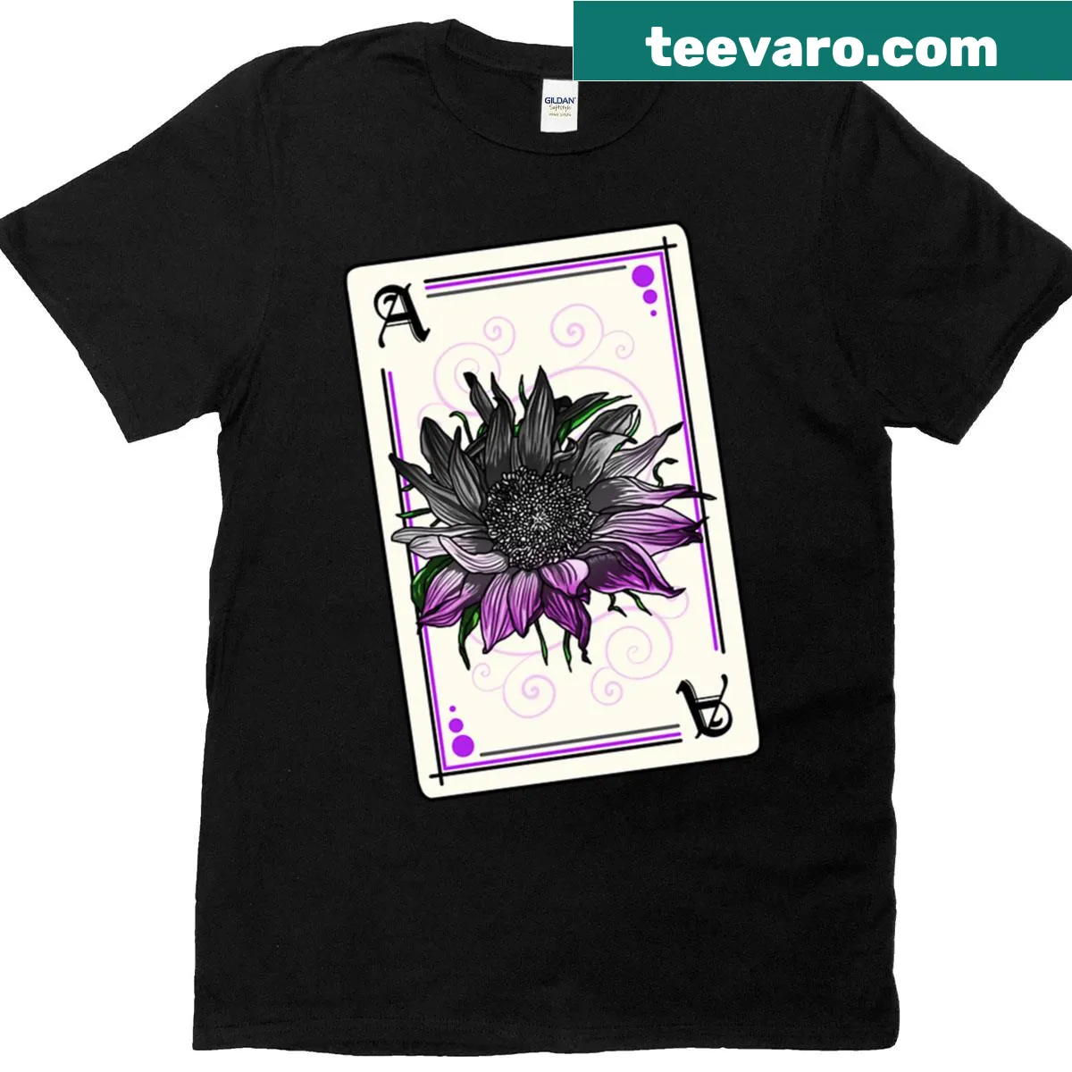 Illustrative T-shirt featuring cheerful sunflowers — on a men's t-shirt