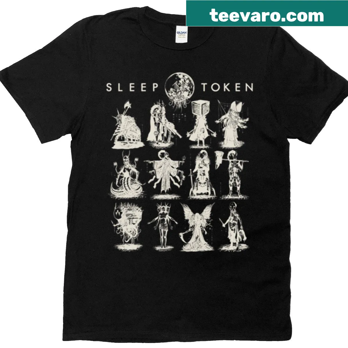 Cartoon-style t-shirt featuring whimsical monsters — on a men's t-shirt